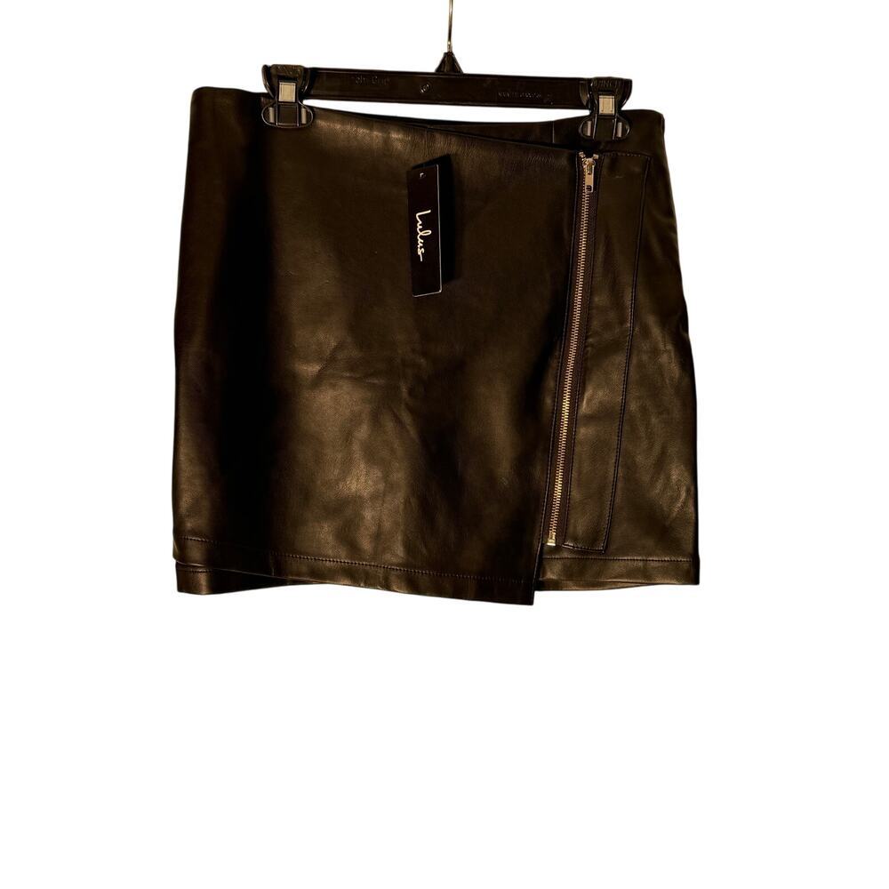 Lulu's Mini Skirt Faux Leather Black Women's Medium